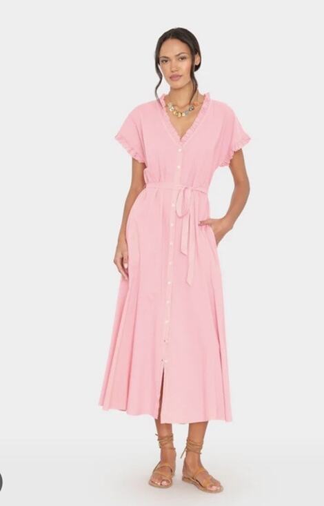 XiRENA Dresses & Skirts - NWT $285 Xirena Dixie Dress Button Front Size Small Hot Coral 100% Cotton